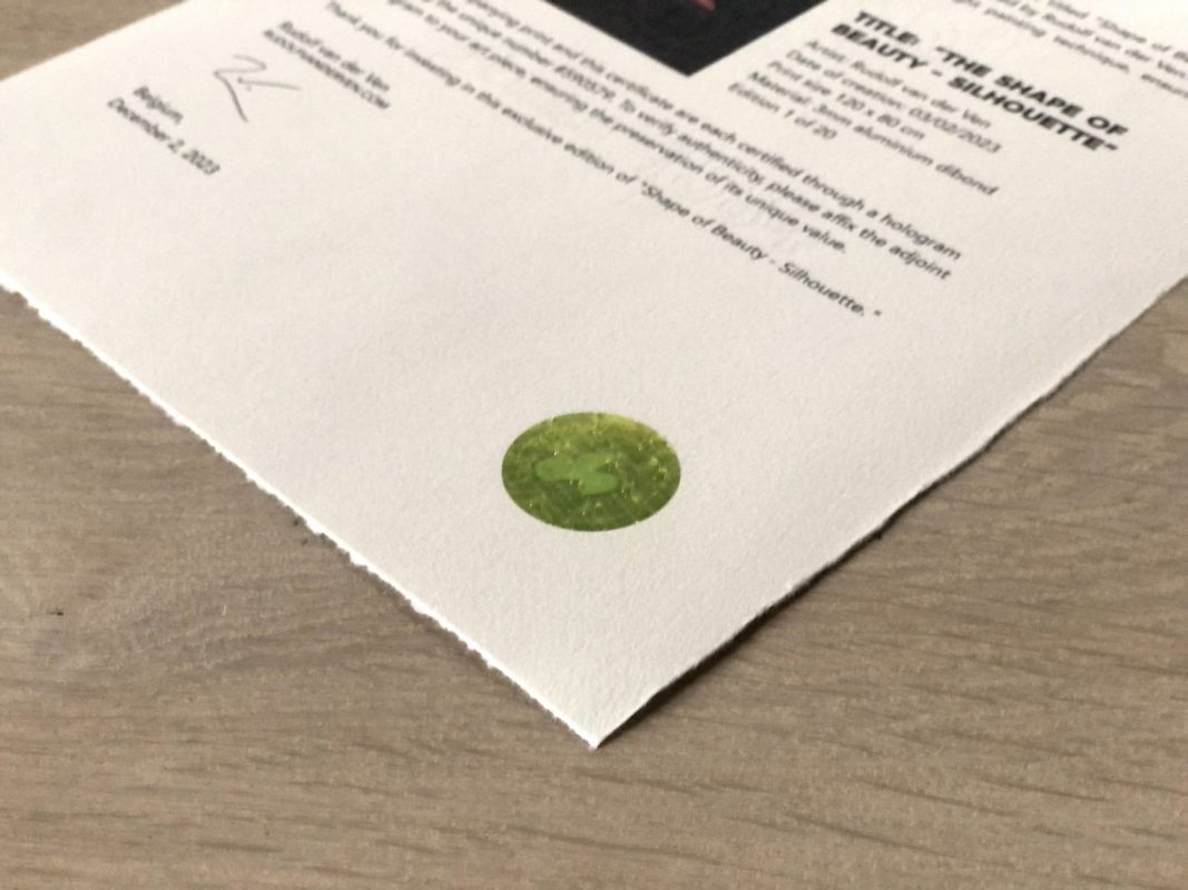 Certificate of Authenticity | Rudolf van der Ven